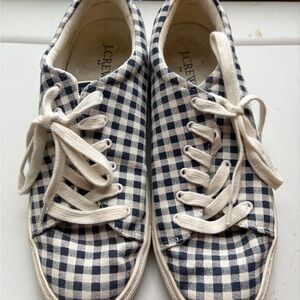 J. Crew Navy and White Gingham Sneakers
